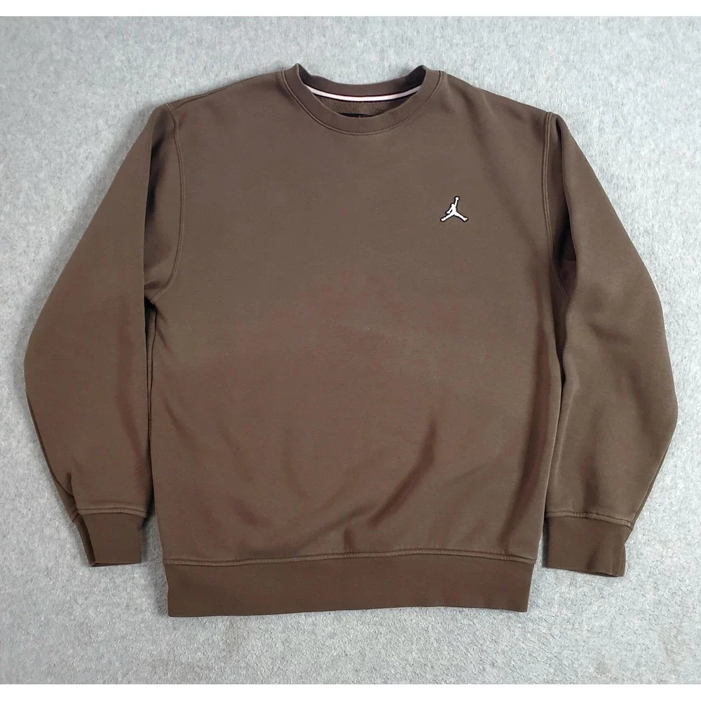 Nike Jordan Sweatshirt Mens Small Brown Fleece Crew Jumpman Logo DQ7520-274